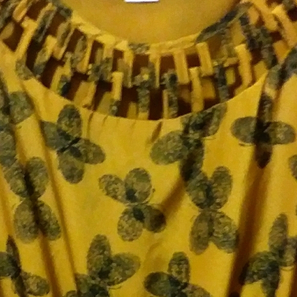 Bar III Mustard Fingerprint Butterfly Dress - Picture 2 of 5